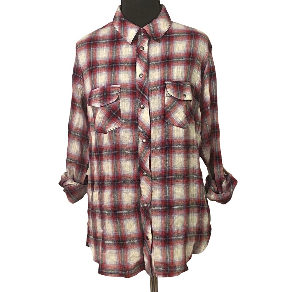 NWT Kut From The Kloth Boylen Plaid Relaxed Button Down Shirt Small Western